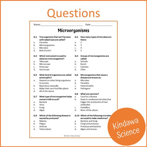 Microorganisms Reading Comprehension Passage and Questions | Printable ...