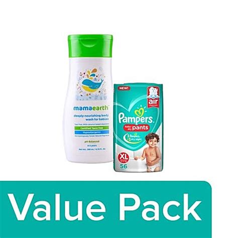 Buy bb Combo Mamaearth Body Wash 0-5 years 200 ml + Pampers Pants Extra ...
