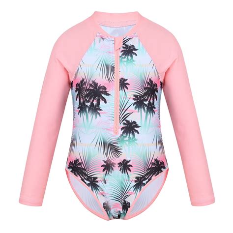 MSemis Kids Girl Long Sleeve Rash Guard Rashguard Swimsuit with UPF 50 ...