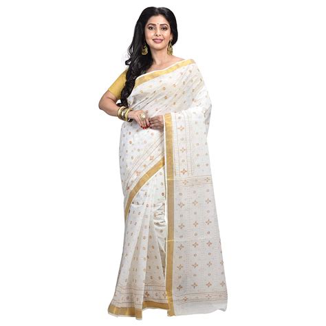 Buy Raj Sarees Women's Traditional Pure Cotton Bengali Handloom Tant ...