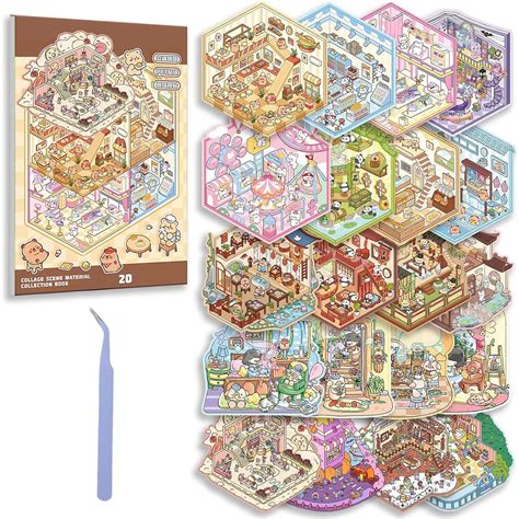HASTHIP® 20 Sets DIY 3D Sticker - Scene Collection Book for Kids ...