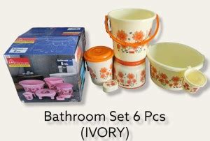 ENT INFINITY Bathroom Accessories Set- Bucket, Mug, Stool, Soap Case ...