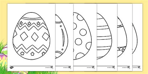 Easter Egg Template Colouring Sheets - Easter Eggs- KS1