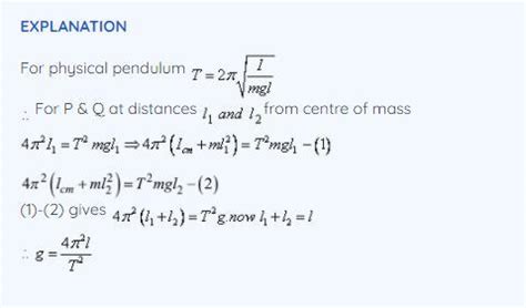 The time period of oscillation of a thinuniform rod when suspended from ...