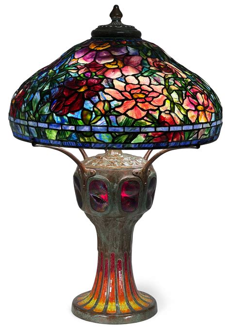 Buffalo Studios Leaded Glass & Patinated Bronze "peony" Table Lamp ...