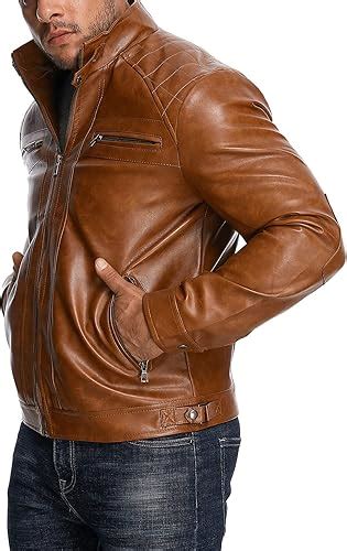 Wolfein Pure Men Leather Jacket Brown Casual Fashion Luxury Winter Wea ...
