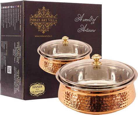 Buy Indian Art Villa Steel Copper Hammered Design Handi/Bowl/Casserole ...