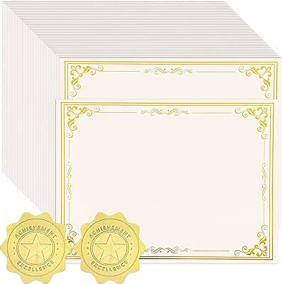 Prudiut 100 Sheets Certificate Paper with 100 Pcs Gold Seal India | Ubuy
