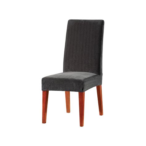SureFit Stretch Pinstripe - Shorty Dining Room Chair Slipcover - Black ...
