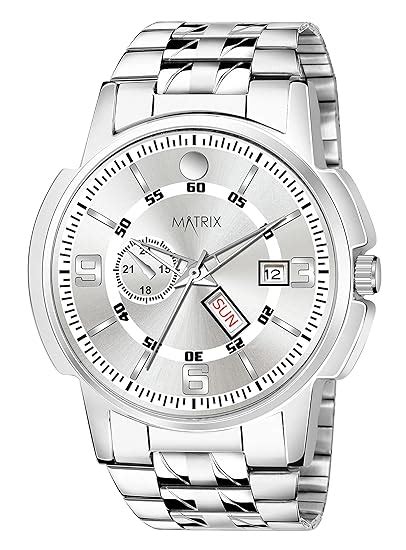 Buy Matrix Black, Blue, White Dial, Day & Date Functioning, Stainless ...