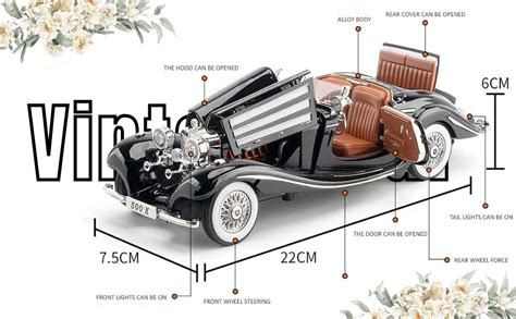 DEUSON ECOM 1:24 Vintage Car Toy Diecast Metal Car Vintage Model Car ...