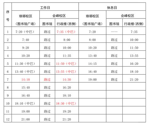 滁州学院交通车运行时刻表（夏季）2019年5月5日起执行