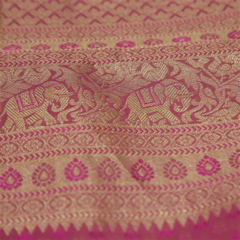 Pale Rose All Over Golden with Silver Zari Pure Handloom Bridal Silk ...