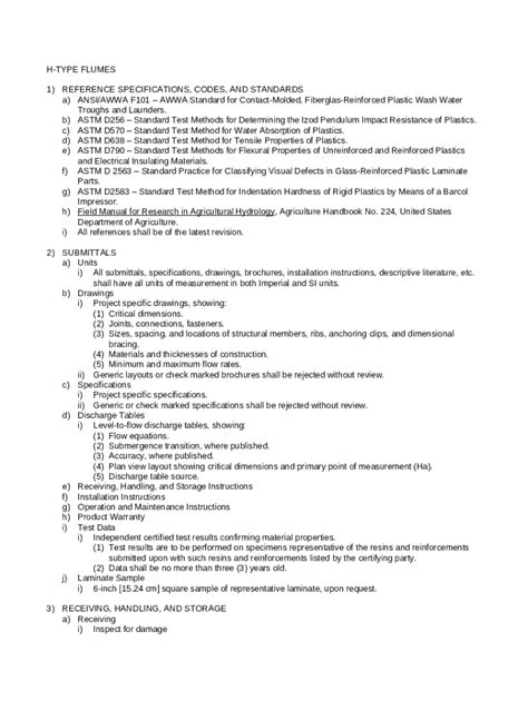 H-Type Flume Specification. Fiberglass HS / H / HL-Flume Specification ...