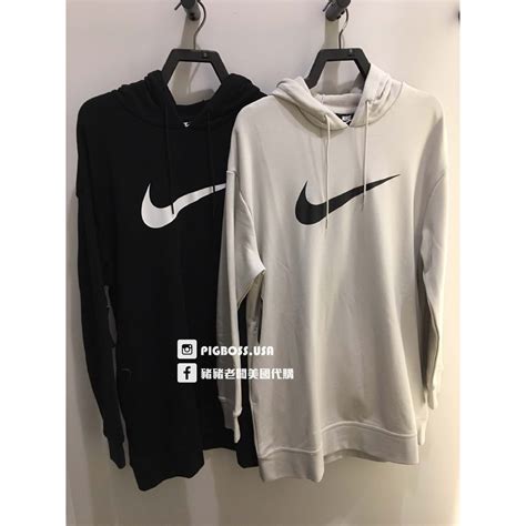 【豬豬老闆】NIKE NSW SWSH HOODIE 大勾 長版 帽T 女款 米白灰 AV8291-072 黑010 | 蝦皮購物