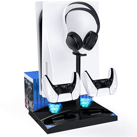 NexiGo Upgraded Vertical Stand with Cooling Fans for PS5 Disc & Digital ...