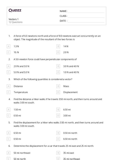50+ vectors worksheets for 10th Class on Quizizz | Free & Printable