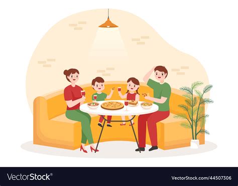 Italian food restaurant with family and kids Vector Image