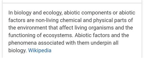 what are the biotic and abiotic components. Give one example of each ...