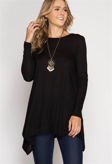 Black Tunic | Tunic tops, Long sleeve tunic top, Long sleeve tunic