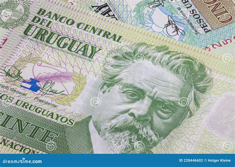 Close Up To Uruguayan Peso of the Republic of Uruguay. Polymer Banknotes of South American ...