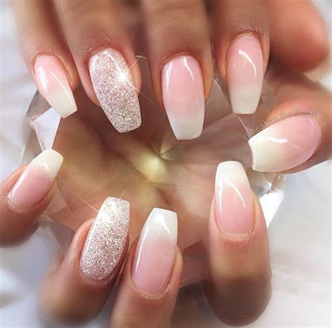 French ombre with glitter accent nail | Ombre nail designs, Pink ombre ...