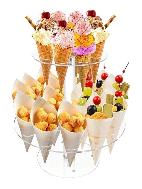 2-Tier Acrylic Ice Cream Cone Holder Stand, Acrylic Ice Cream Cone ...