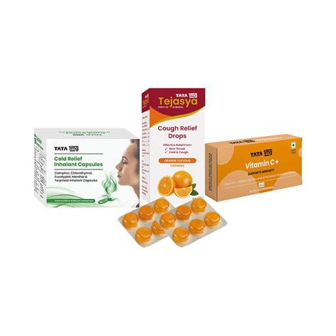 Combo Pack of Tata 1mg Tejasya Cough Relief Drops Orange (6), Tata 1mg ...