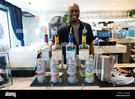 Bartenders are seen at The World's Smoovest Pool Party with White Claw ...