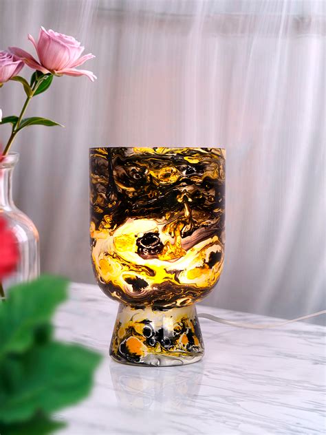 Marble Effect Glass Table Lamp | Contemporary Accent Lighting | Mini U ...