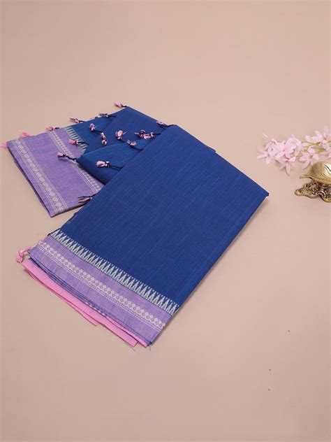 Ramyyam Womens Semi Cotton Blue Saree