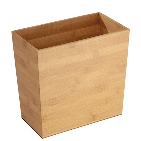 InterDesign Formbu Rectangular Bamboo Waste Can, Natural Bamboo and ...