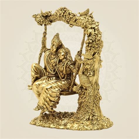 Pure Brass Radha Krishna Swing Idol – Romantic Décor & Gift