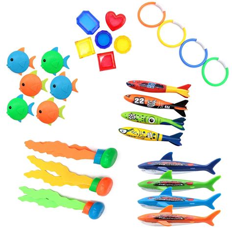 Diving Pool Toys Set, Underwater Swimming Diving Rings, Diving Sticks ...