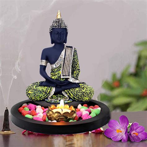 Buy SN Handicrafts Sitting Buddha Idol Resin Statue Showpiece-with ...