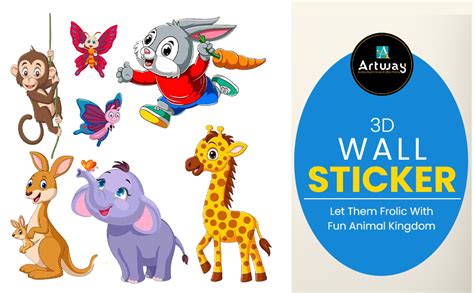 Artway PVC Vinyl Multiple Lion, Elephant, and 3D Butterflies Wall ...