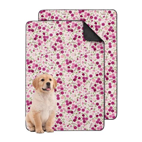 2-Pack Floral Design Pet Floor Mats, Washable Reusable House Training ...