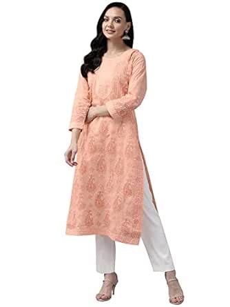 Ada Hand Embroidered Lucknow Chikan Women's Ethnic Cotton Kurti A233843 ...