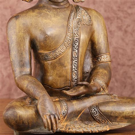 Brass Buddha Bhoomi Sparsha Antique Finish Statue | 14 inch – Budhshiv.com