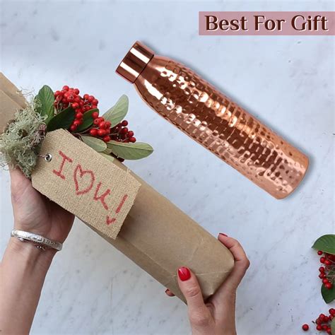 Giftana 1000ml Copper Ayurvedic Water Bottle - BPA Free