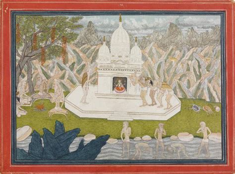 Indian Miniature Art - Ascetics before the Shrine of the Goddess ...