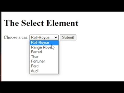 HTML Select Element 的图像结果