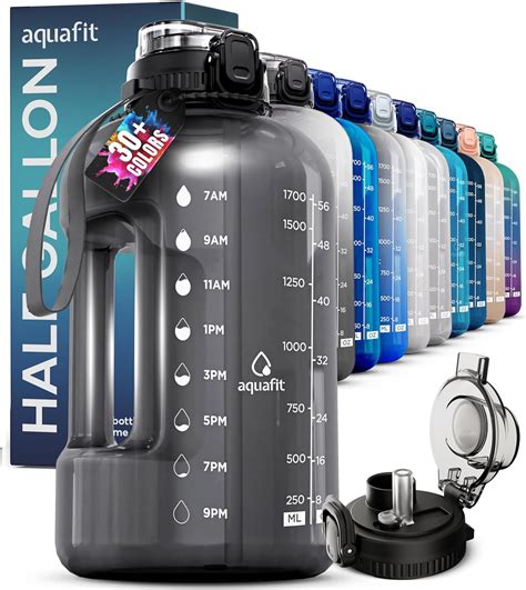 Amazon.com: AQUAFIT 64 oz Water Bottle with Time Marker - Straw & Chug ...