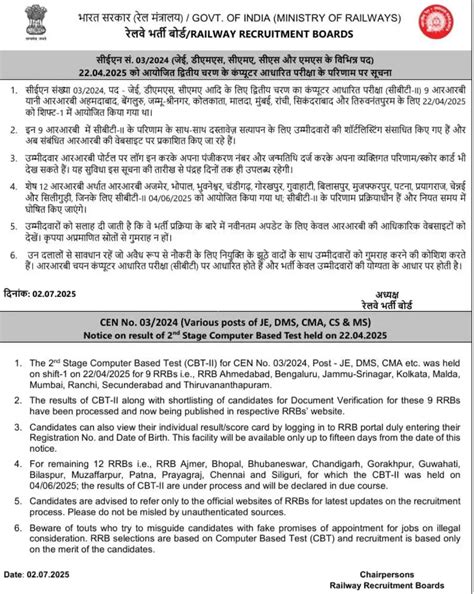 RRB JE CBT 2 Result 2025 Out for 9 Regions, Cut-Off and Merit List PDF