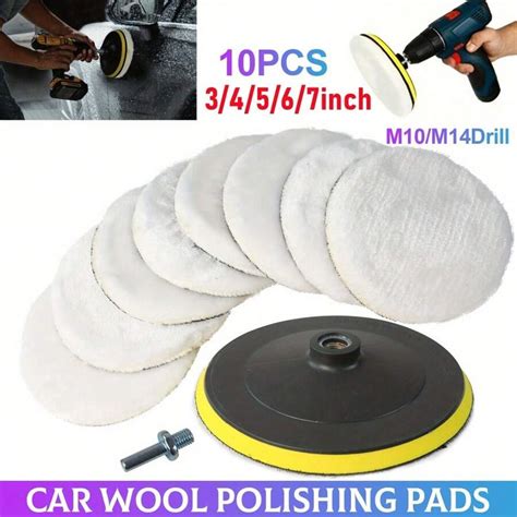 10PCS/Set 3/4/5/6/7 Inch Car Polishing Waxing Buffing Wheel Pad Car ...