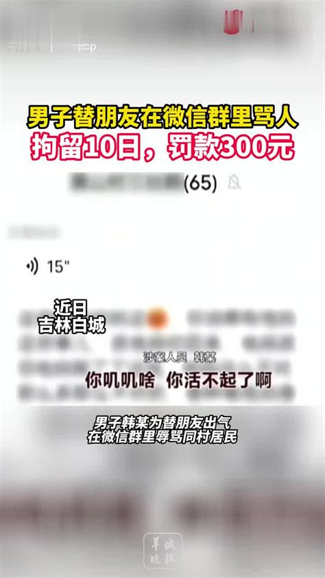 男子替朋友在微信群里骂人 拘留10日，罚款300元|拘留|微信_新浪新闻