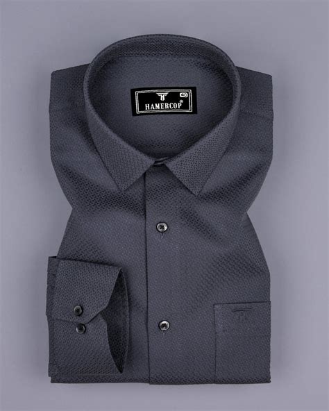 Universe Gray Dobby Texture Solid Cotton Shirt – Hamercop