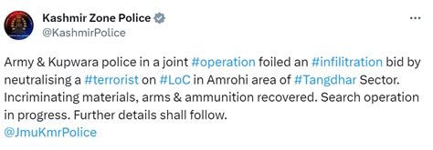 1 terrorist killed as Army foils infiltration bid in Jammu & Kashmir's ...