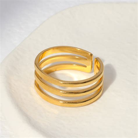 18 KT Gold Plated Wish Stack Ring – Aaryajewels