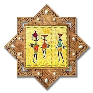 PnF Star Shaped Wooden Frame with Photo of Modern African Art (16.5x16 ...
